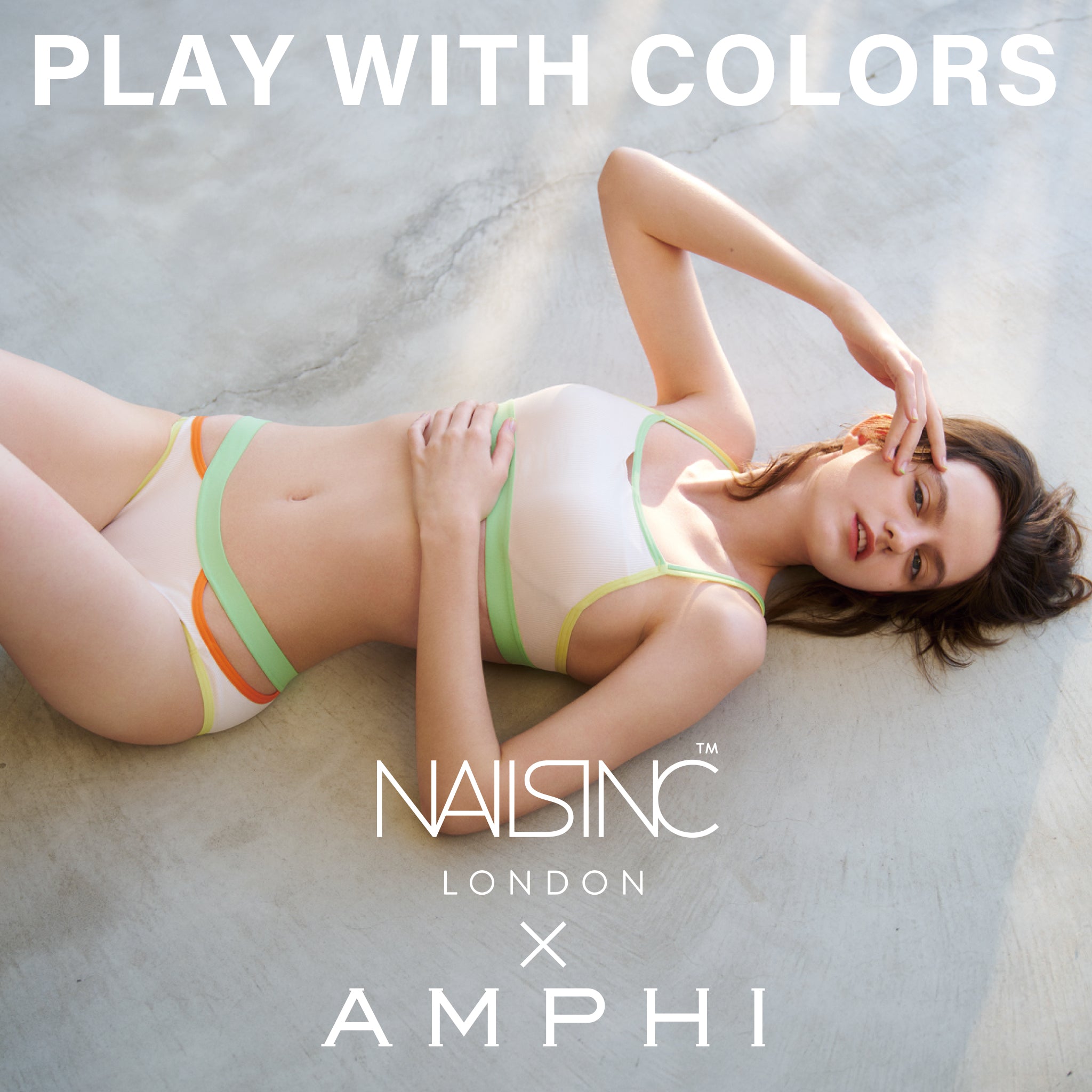 AMPH × NAILS INCコラボ　ブラジャーショーツセット AMPHI × NAILS INC | ネイルのようにバイカラーを楽しむプレイフルな